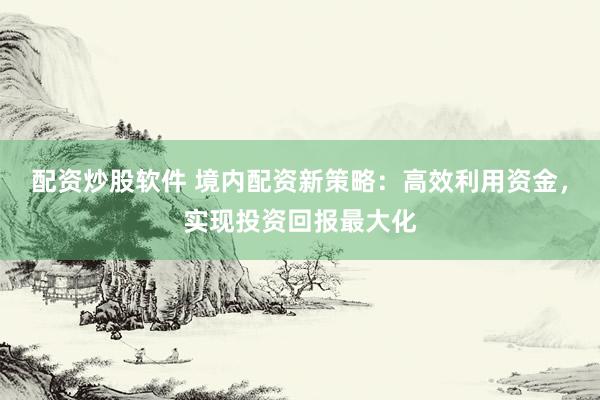 配资炒股软件 境内配资新策略：高效利用资金，实现投资回报最大化