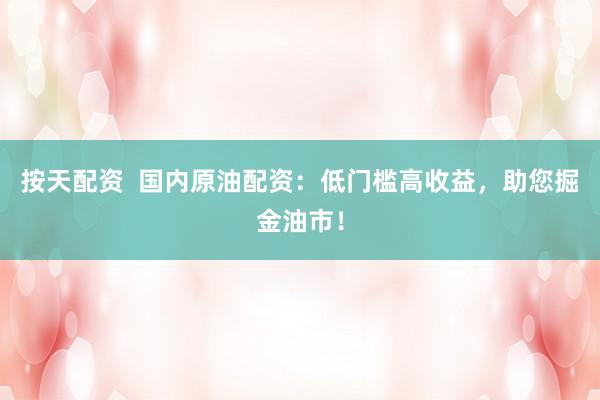 按天配资  国内原油配资：低门槛高收益，助您掘金油市！