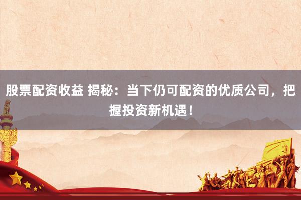股票配资收益 揭秘：当下仍可配资的优质公司，把握投资新机遇！