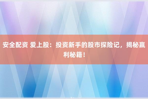 安全配资 爱上股：投资新手的股市探险记，揭秘赢利秘籍！