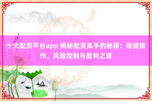 十大配资平台app 揭秘配资高手的秘籍：稳健操作、风险控制与盈利之道