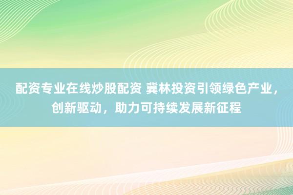 配资专业在线炒股配资 冀林投资引领绿色产业,创新驱动,助力可持续发展新征程