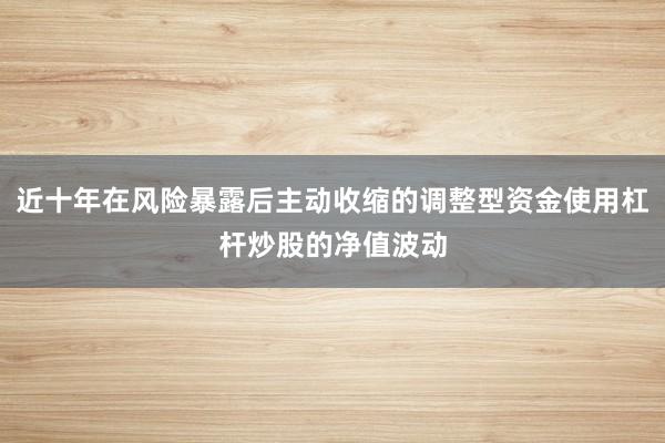 近十年在风险暴露后主动收缩的调整型资金使用杠杆炒股的净值波动
