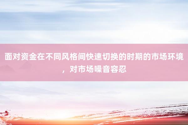面对资金在不同风格间快速切换的时期的市场环境，对市场噪音容忍