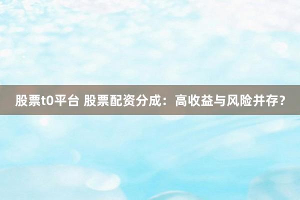 股票t0平台 股票配资分成:高收益与风险并存?