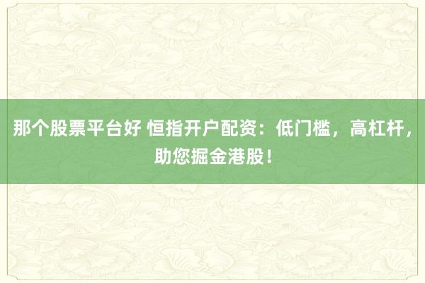 那个股票平台好 恒指开户配资：低门槛，高杠杆，助您掘金港股！