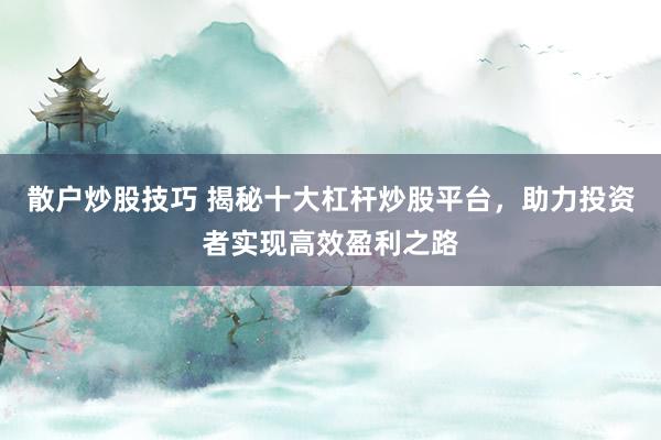 散户炒股技巧 揭秘十大杠杆炒股平台,助力投资者实现高效盈利之路